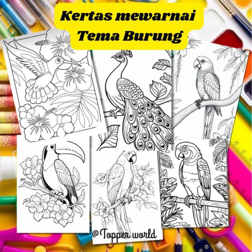 

20 LEMBAR KERTAS MEWARNAI ANAK TEMA BURUNG (READY LANGSUNG KIRIM)