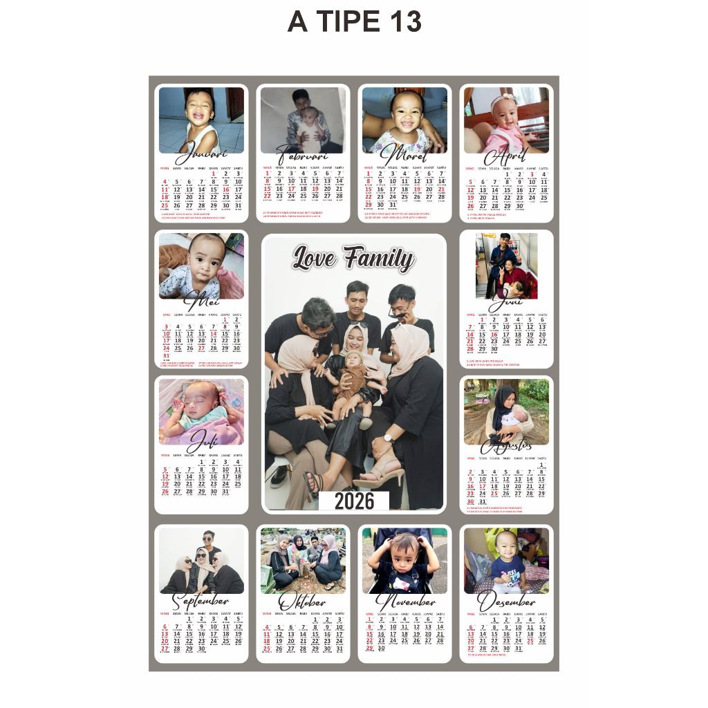 

Kalender Dinding Foto Custom 2026