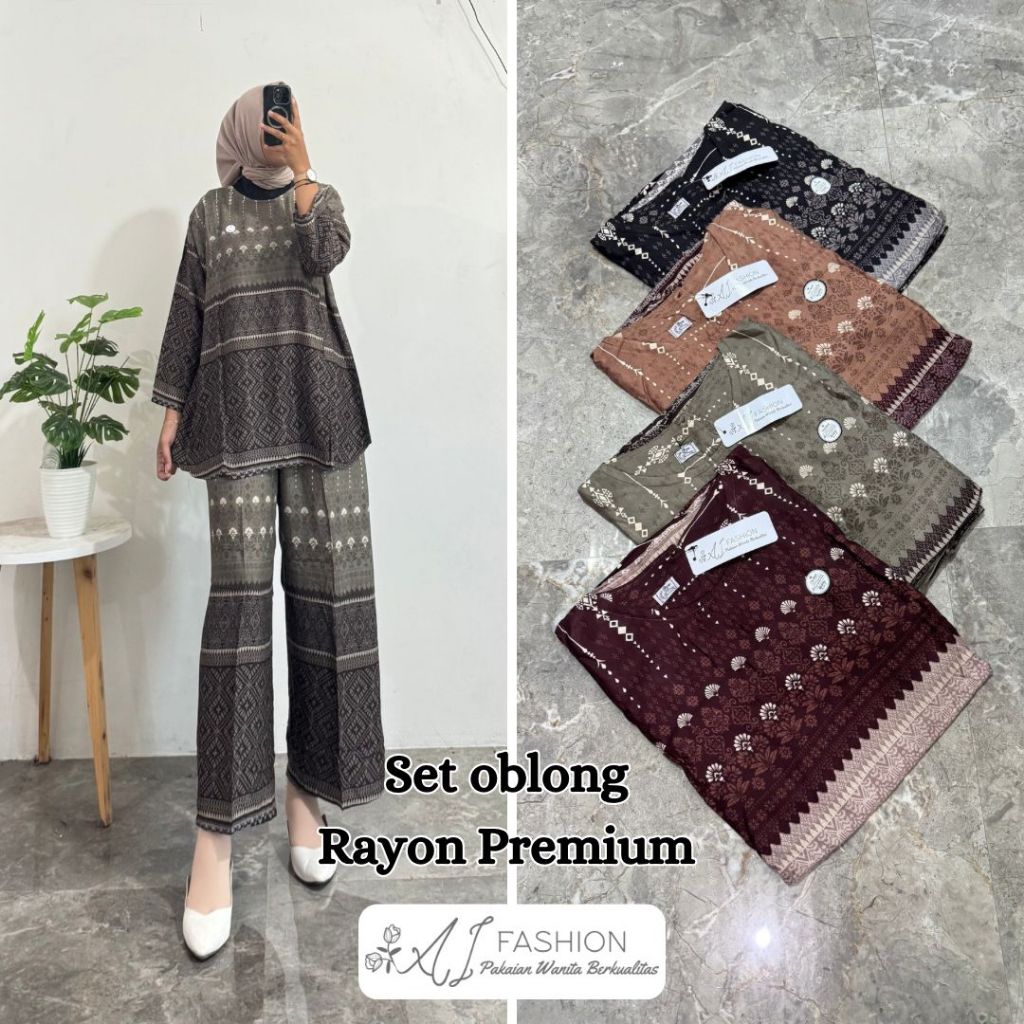 ONESET AI FASHION/SET PIYAMA/SET BAJU TIDUR ETNIK/ONESET RAYON OBLONG/SETELAN JUMBO/SET BOTEGA ETNIK