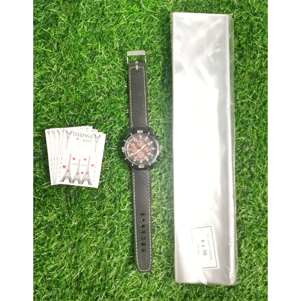 100 set Plastik dan Kertas Label Aksesoris Jam Tangan Kemasan Plastik Aksesoris