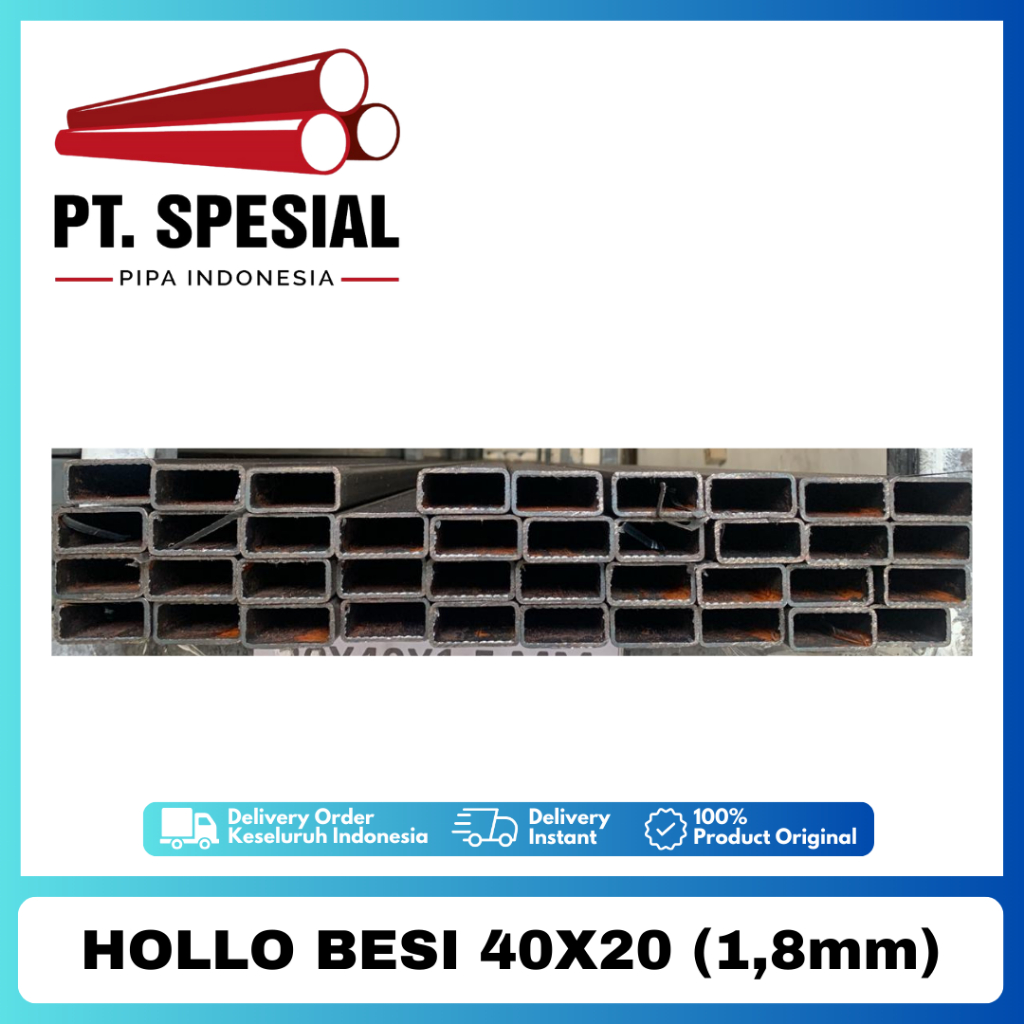Besi Hollo 4x2 / Hollow Hitam / Hollo Besi 40x20 Tebal 1.8mm - 05