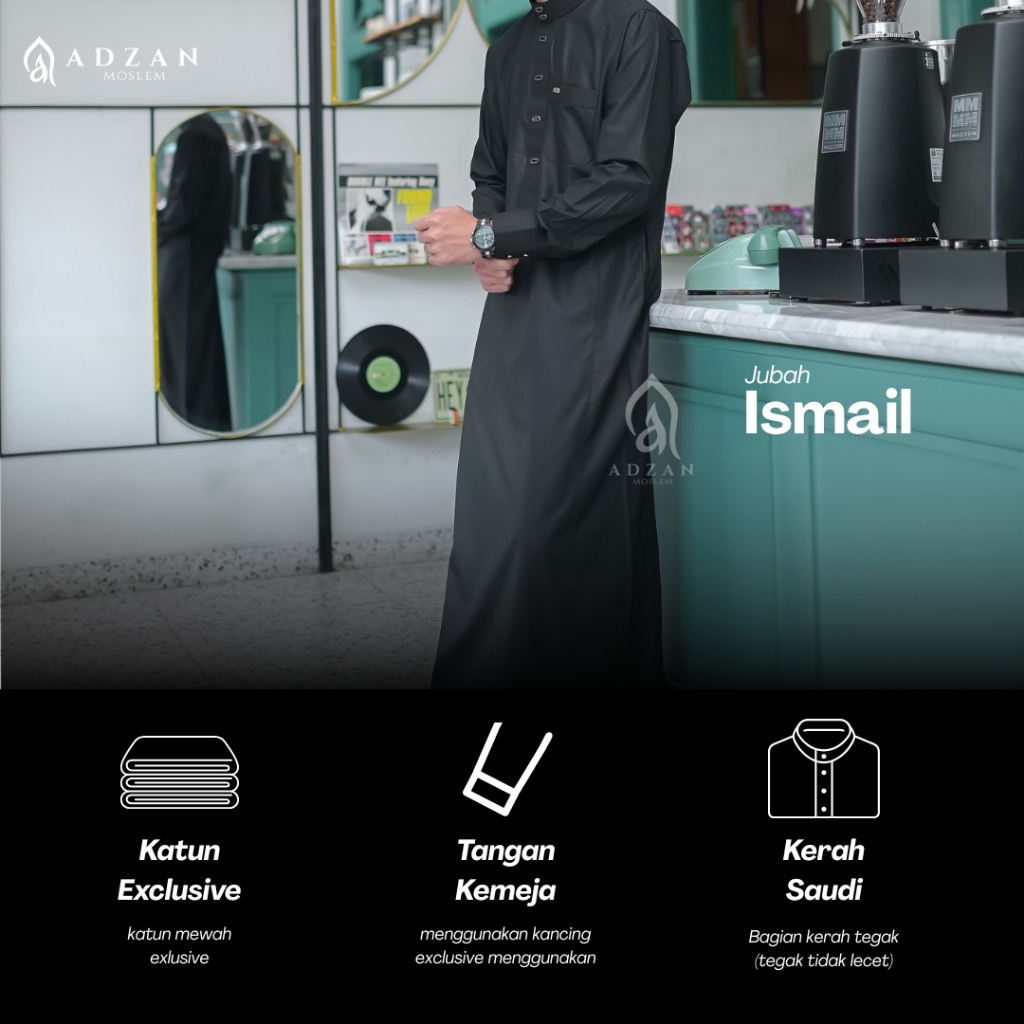 BEST SALE ADZAN MOSLEM - JUBAH GAMIS THOBE SLIMFIT PRIA ISMAIL WARNA BIRU LANGIT