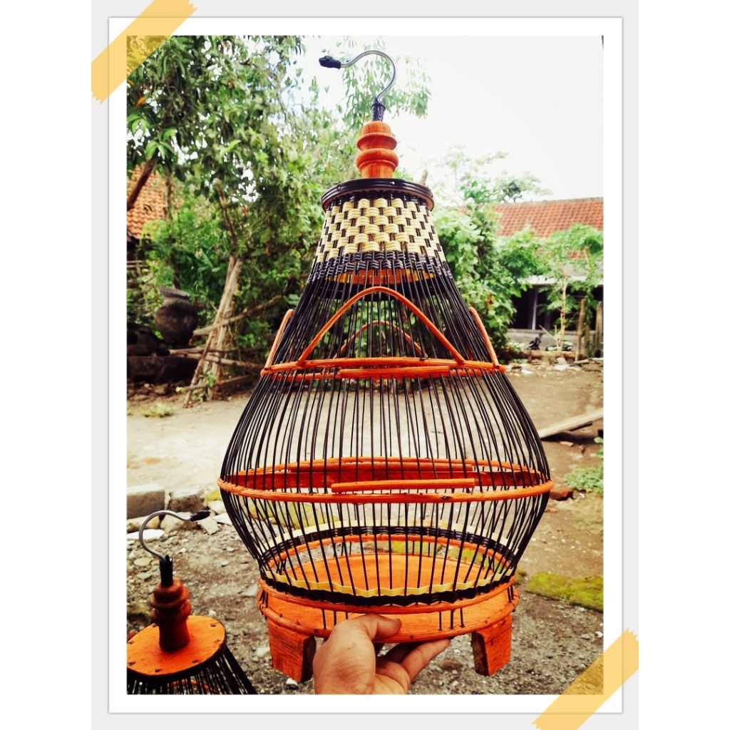 SANGKAR PERKUTUT MINION MODEL KERUCUT FULL PELITUR