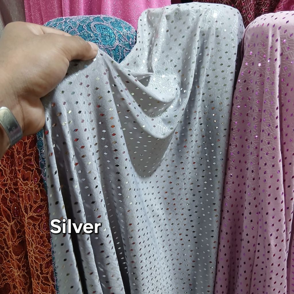Kain bahan spandek gliter payet antik / Kain spandek korea super premium