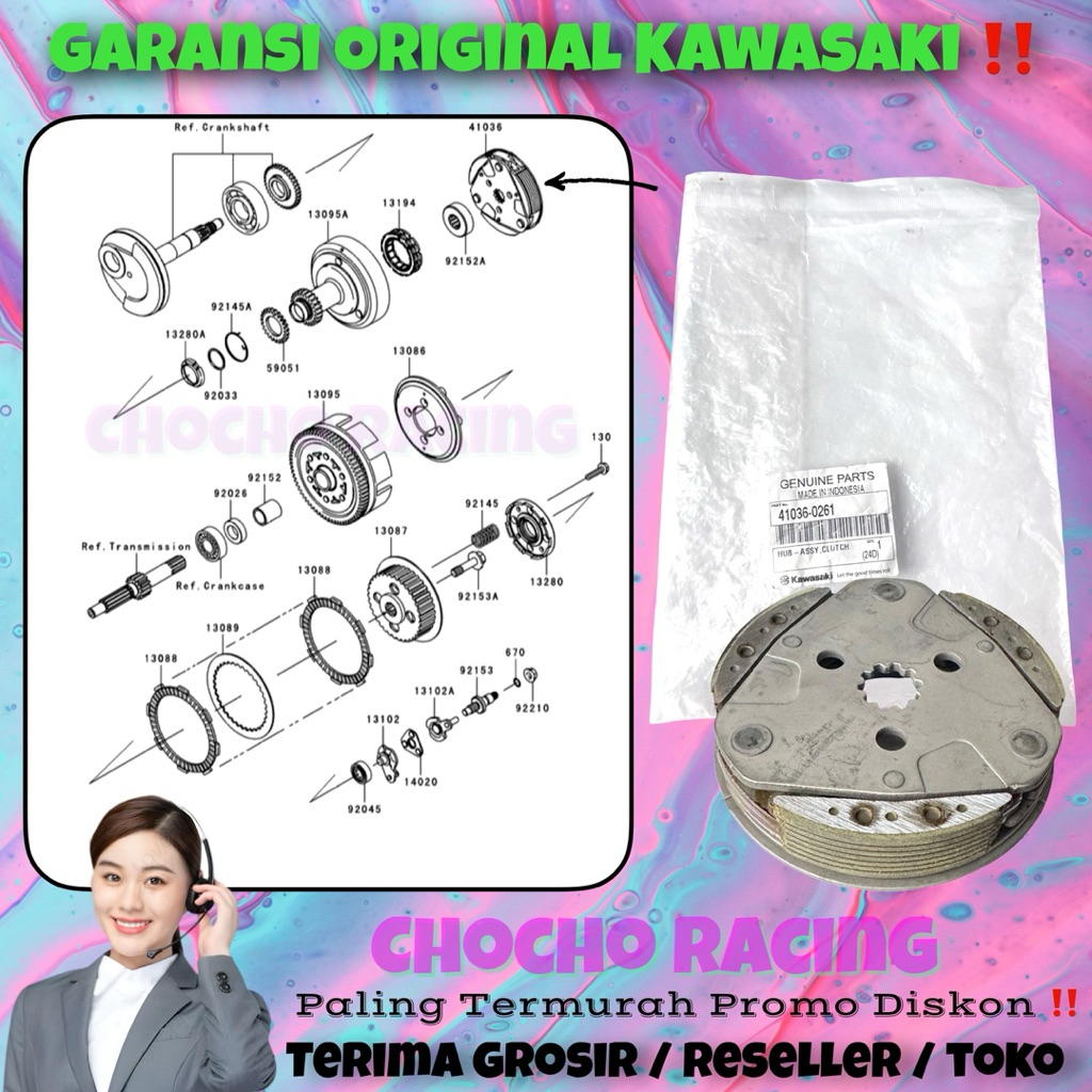 [0261] PROMO DISKON - KAMPAS GANDA KOPLING ZX130 AN130 ORI ASLI KAWASAKI  41036-0261 HUB ASSY CLUTCH