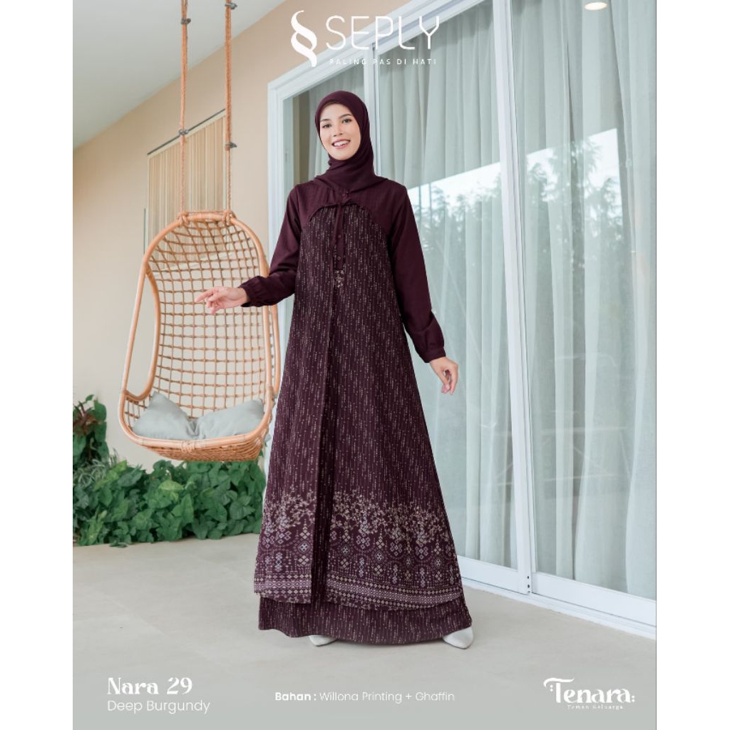 Nara 29 Deep Burgundy by Seply / Gamis Seply Maroon / Gamis Motif Maroon / Gamis kondangan