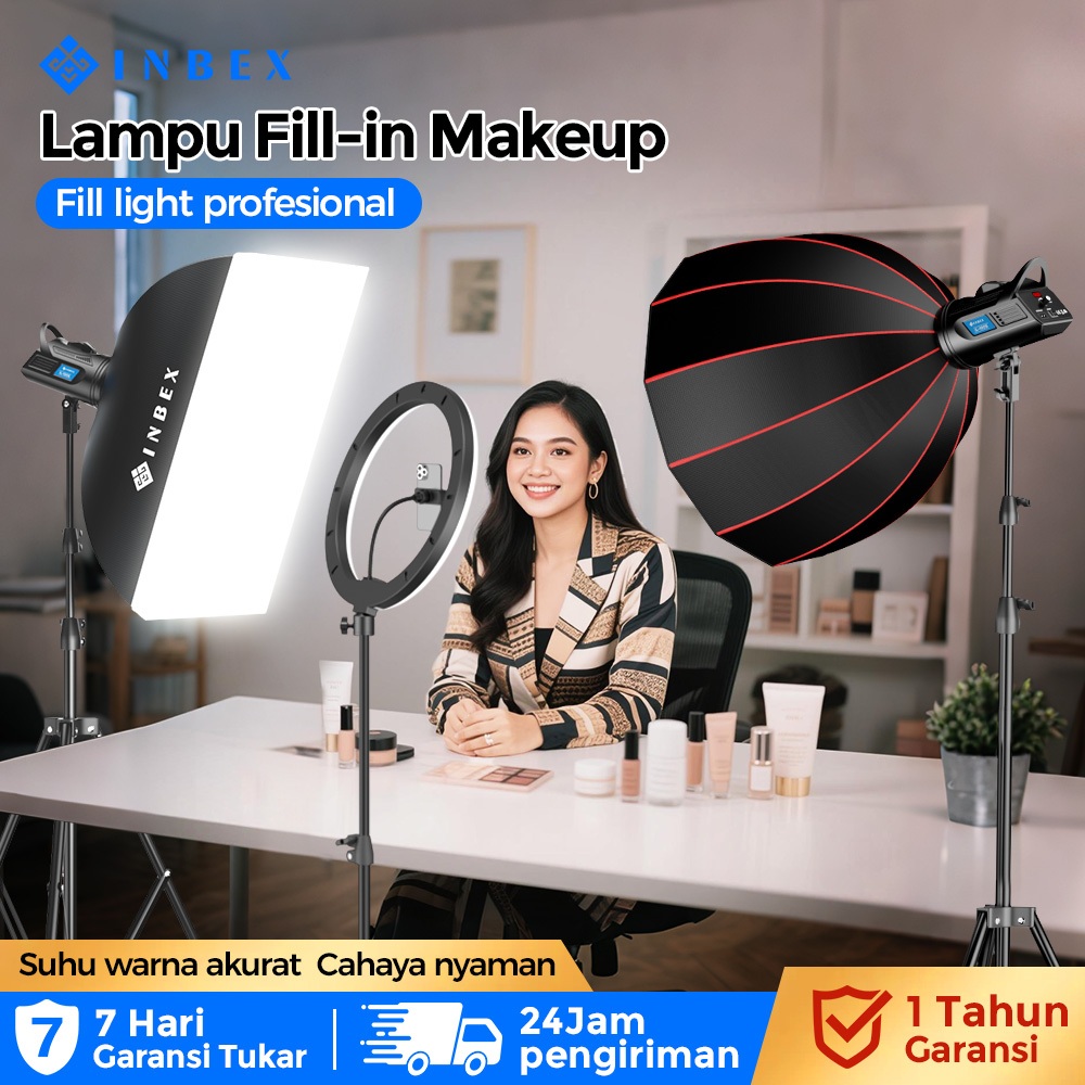 INBEX Softbox Lighting+Grid Photography Livestreaming Lampu Packet IL-100S Video Light +2.8M Tripod 