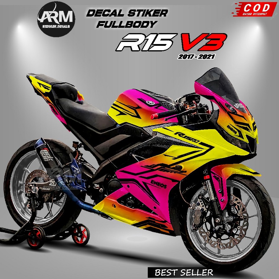 Decal Stiker R15 V3 Fullbody - Sticker Variasi Yamaha R15 V3 Full Body - Variasi Bunglon Kuning