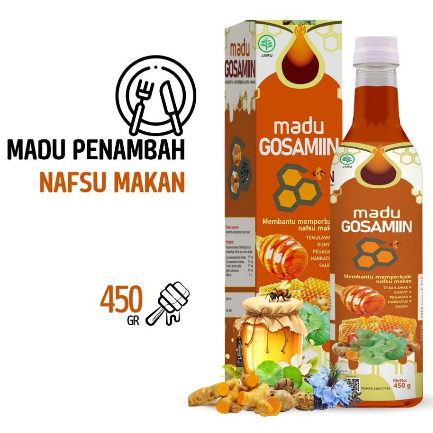 

TAZAKKA Gosamiin Madu Penambah Nafsu Makan Anak Dewasa Herbal 450gr Suplemen Penggemuk Badan Bpom