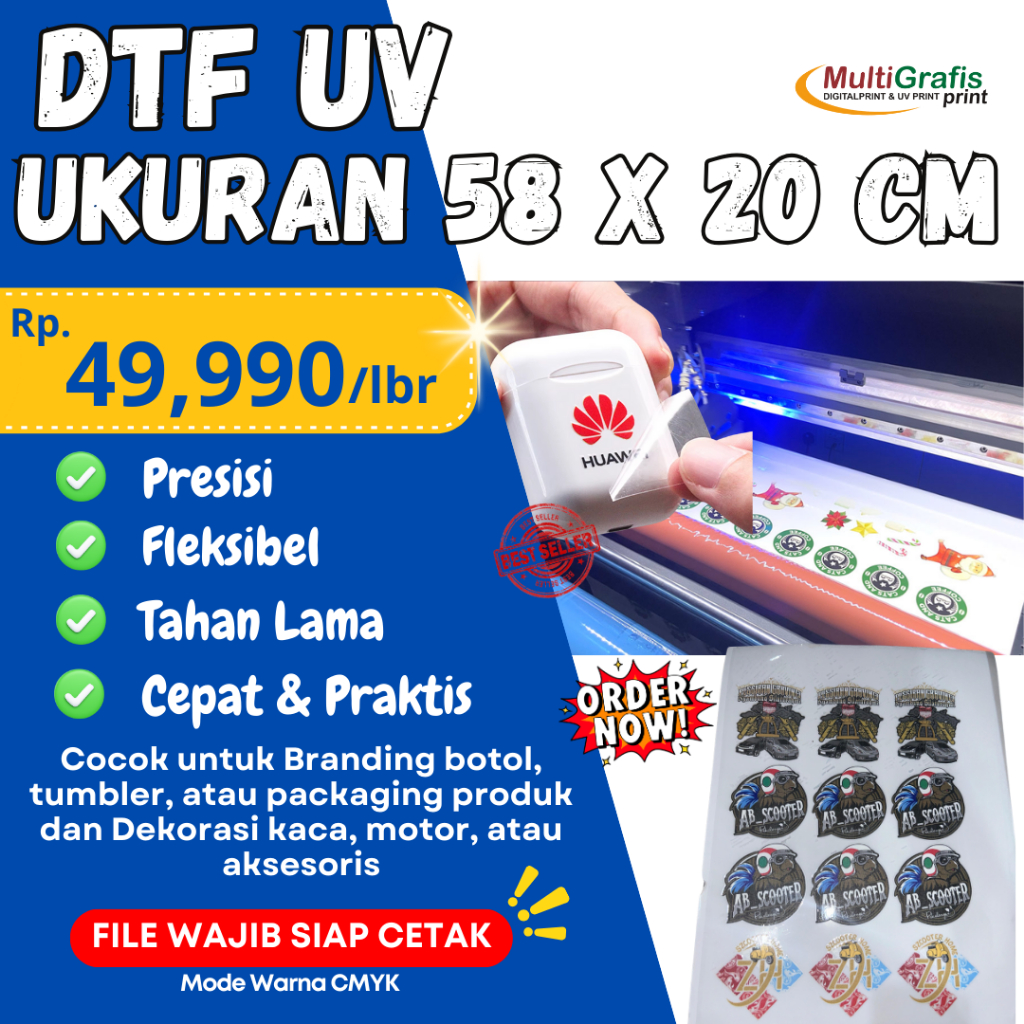 

PRINT UV DTF Sticker | Ukuran 58 x 20 cm _CEPAT & MURAH
