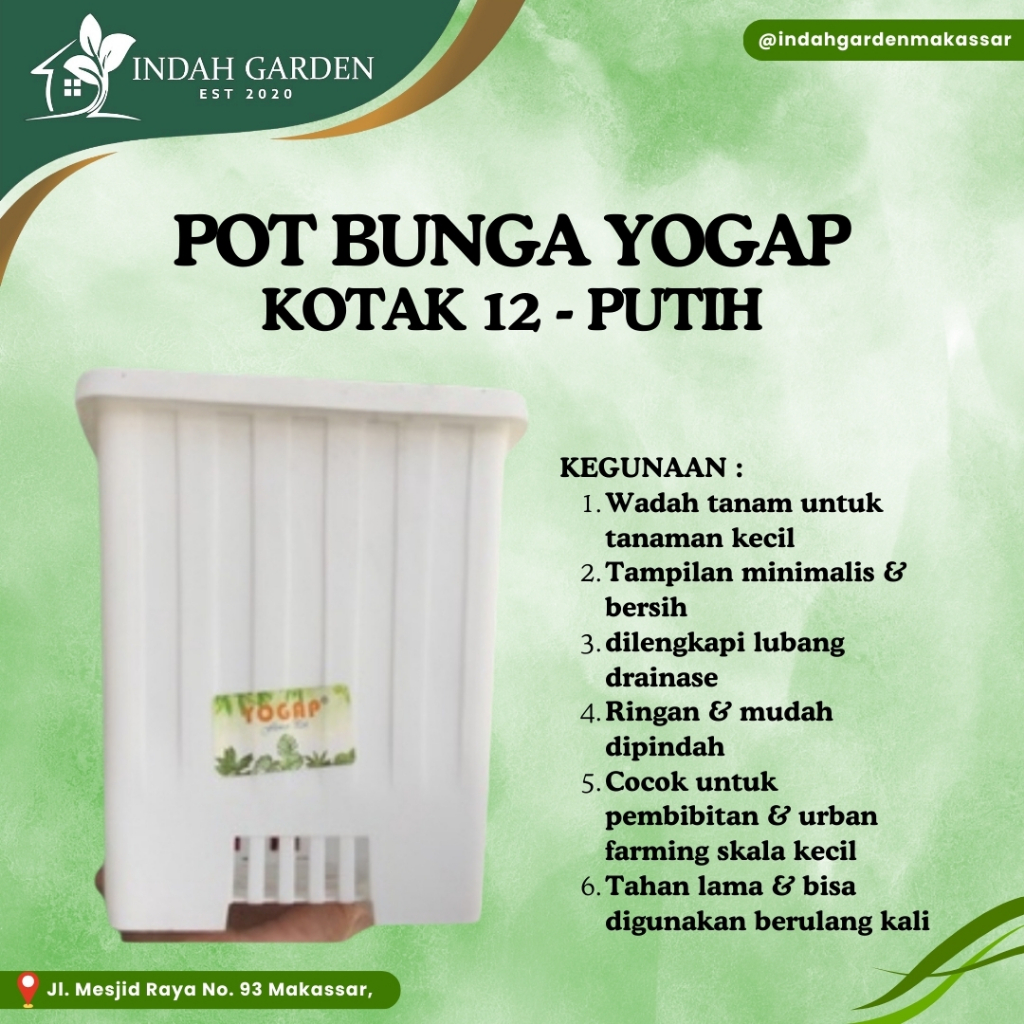 Pot Bunga Yogap Kotak 12 - putih