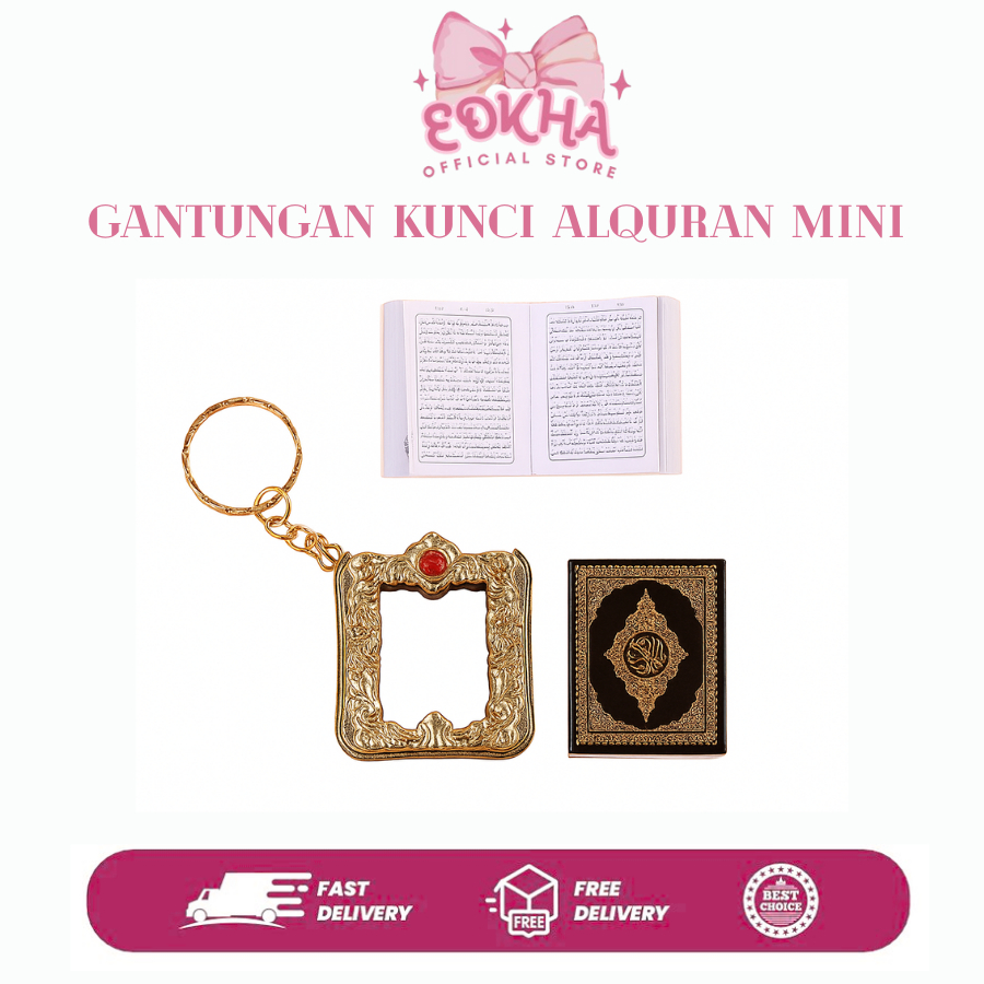 EDKHA - Gantungan Kunci Alquran mini al Quran keychain travel souvenir saku kecil unik miniatur gold