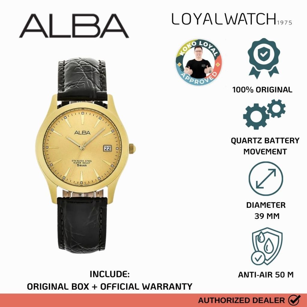Jam Tangan Alba Analog Pria AXHL64 Leather / Kulit Original Garansi Resmi