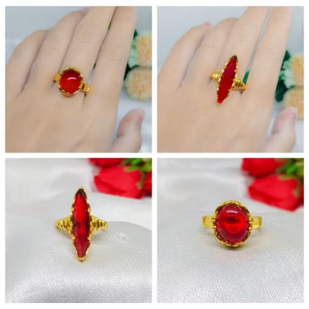 VIRAL Cincin Pria Dan wanita Mata Merah Terbaru Termurah Fashion Kekinian Baru Permata Titanium Anti