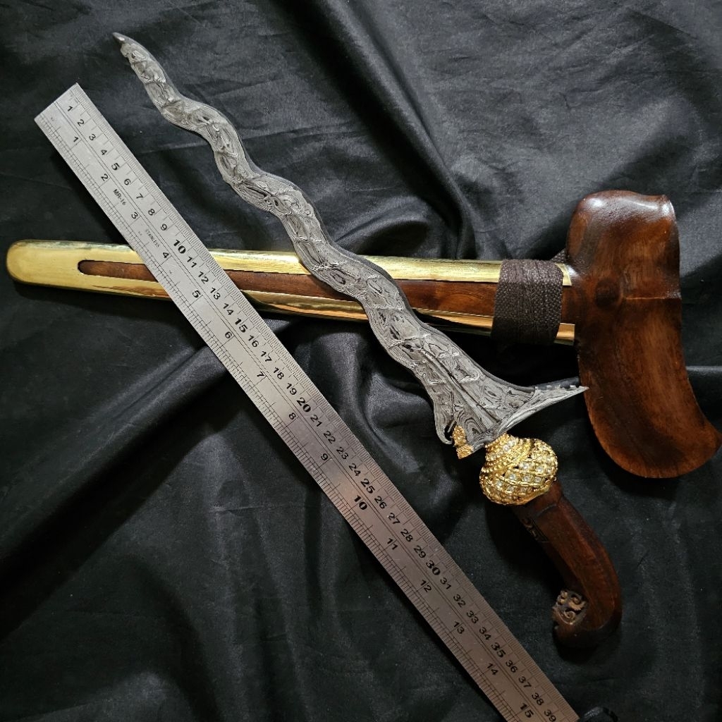 Keris Patrem Panimbal Luk 9 Bungkem Kinatah EMAS