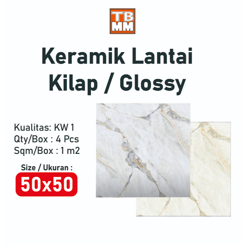 Keramik 50x50 Motif Marmer Kilap KW 1 / Keramik Lantai 50x50