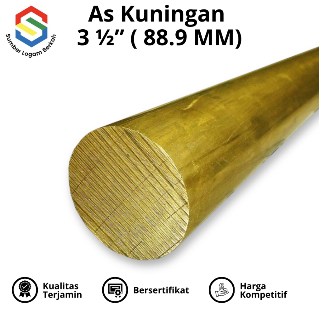 as kuningan 3 1/2  inch  ( 88.9 mm ) brass round bar