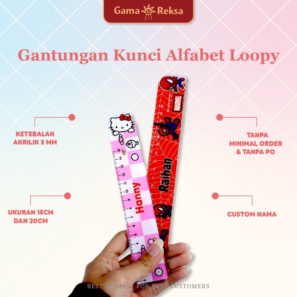 

Custom Penggaris Akrilik Nama Cetak UV Print / Penggaris Akrilik 15CM / Penggaris Sekolah