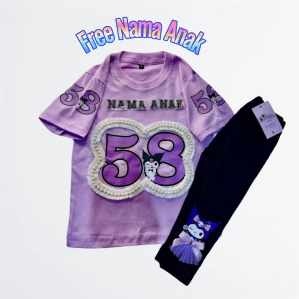 Free Custom Nama Setelan Anak Perempuan 1-10 Tahun Lucu Timbul Baju Kaos Cewek Cowok Motif Terbaru