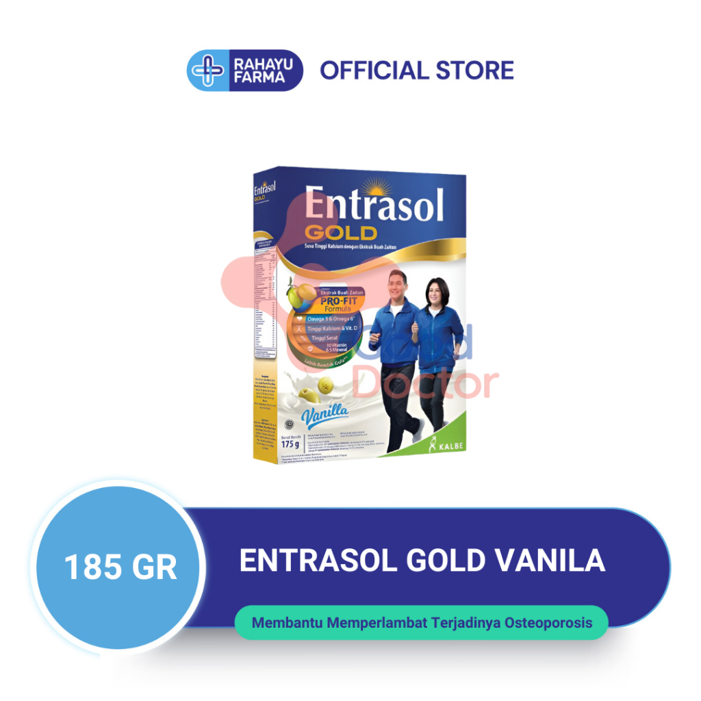 

ENTRASOL GOLD 185 GR VANILA – Susu nutrisi usia 50+ rasa vanila, kaya kalsium & omega 3 untuk tulang & jantung.