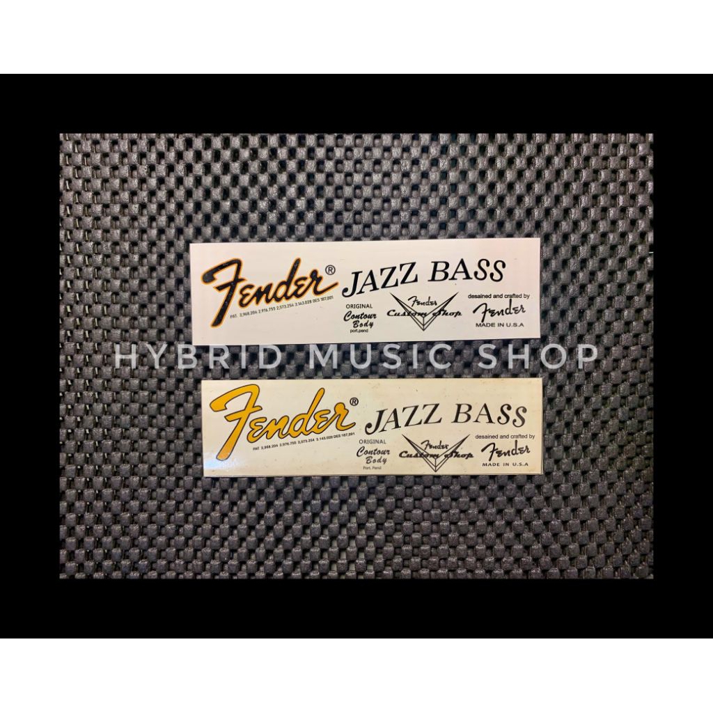Decal Water Slide Fender Jazz Bass 70s Transitional Logo USA 1968 - 1975 Kuning dan Hitam