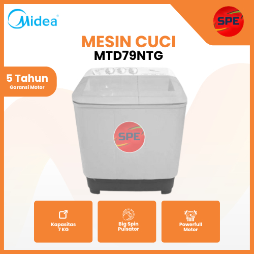 MESIN CUCI MIDEA 2 TABUNG 7 KG MTD79NTG / MTD-79NTG GARANSI RESMI MEDAN