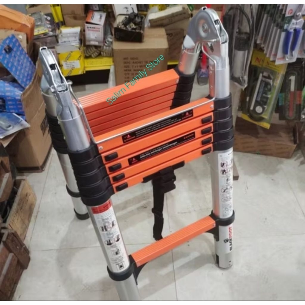 Tangga Teleskopik Tangga Lipat Aluminium Double Telescopic 5 meter  Blackfoot