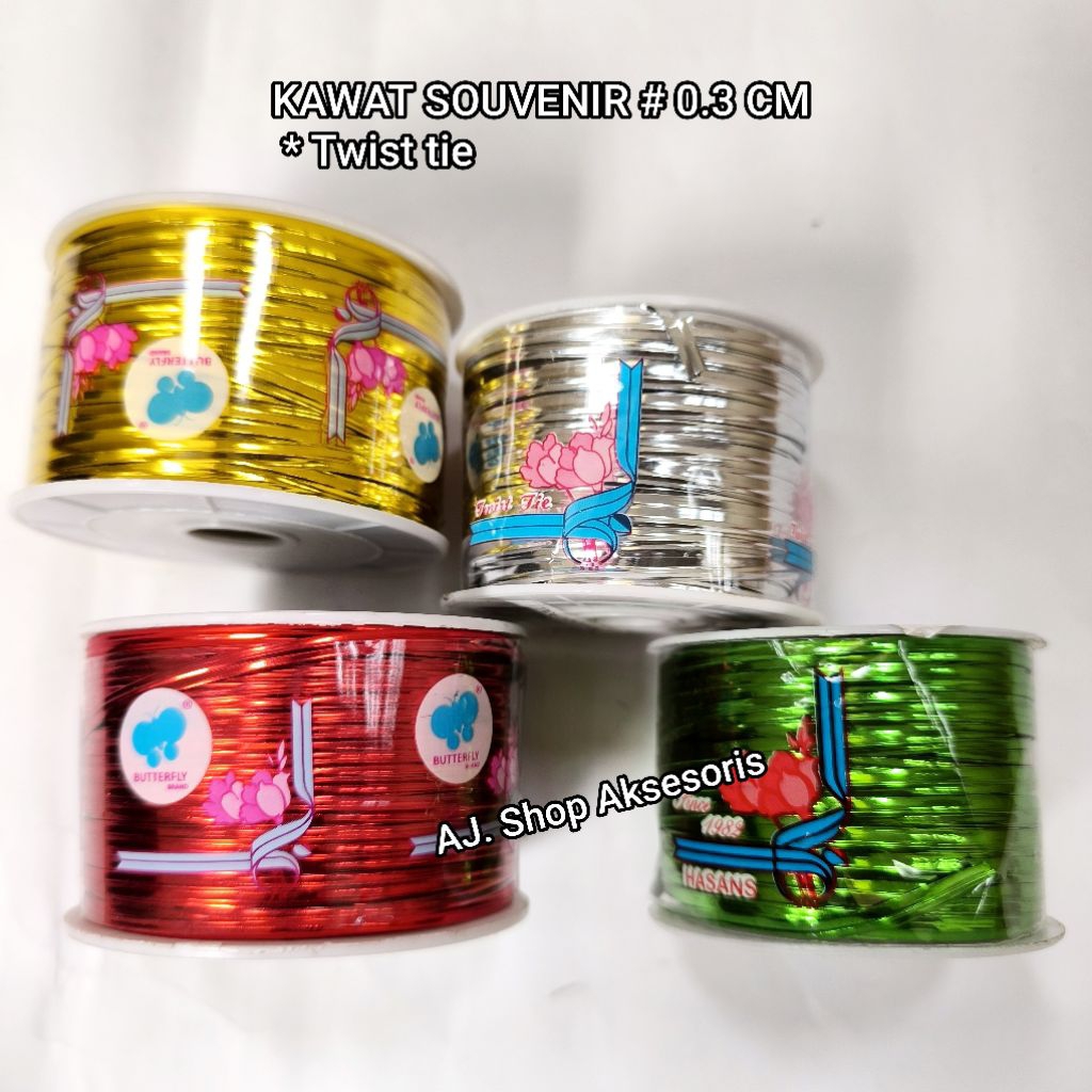 

(PER ROLL ) KAWAT SOUVENIR KAWAT PENGIKAT KAWAT TWIST LEBAR 0,3 CM ISI 100 YARD