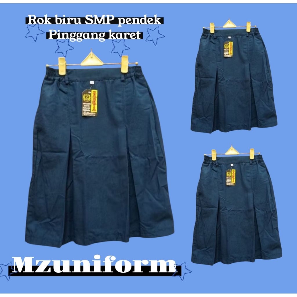 Rok Pendek Biru SMP / Rok Biru SMP Pendek Span / Rok SMP Biru
