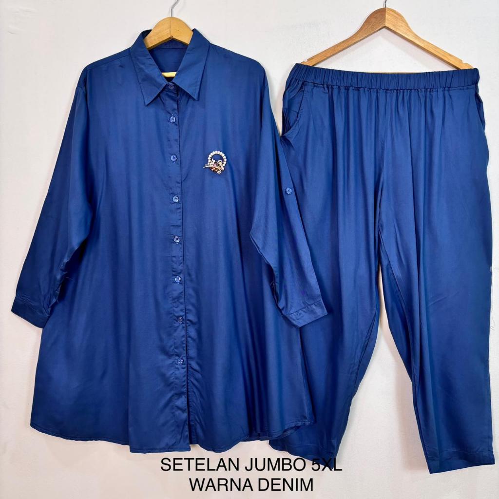 Setelan Tunik Jumbo Ld 140 Cm Model Polos Kekinian