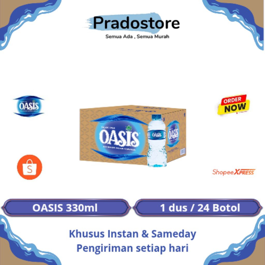 

OASIS Air Mineral Dalam Kemasan Botol 330ml [1 dus / 24 botol]