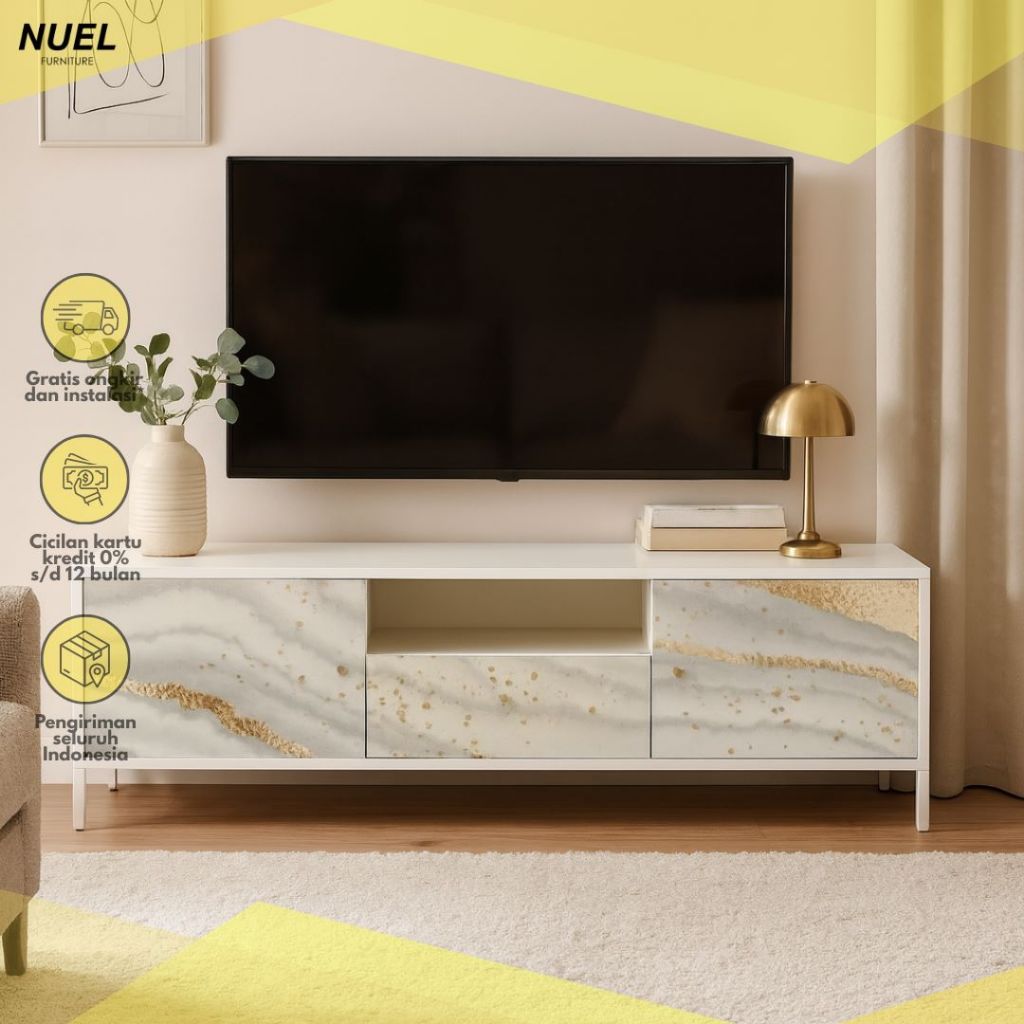 NUEL Rak TV Besi Minimalis / Meja TV Besi / Kabinet TV 160
