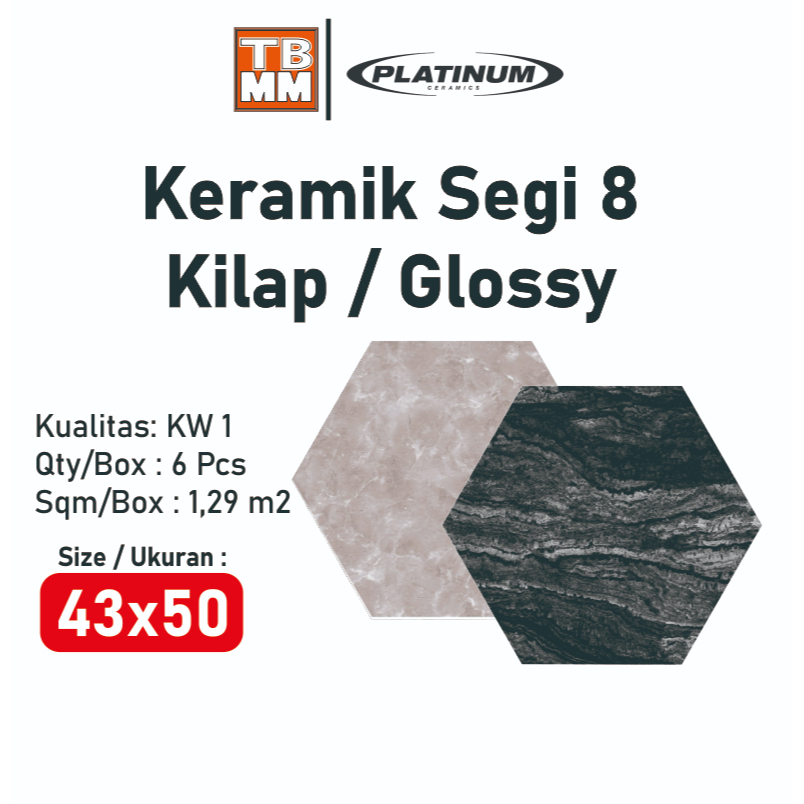 Keramik Dinding Kamar Mandi Platinum 43x50 Kw 1 Glossy