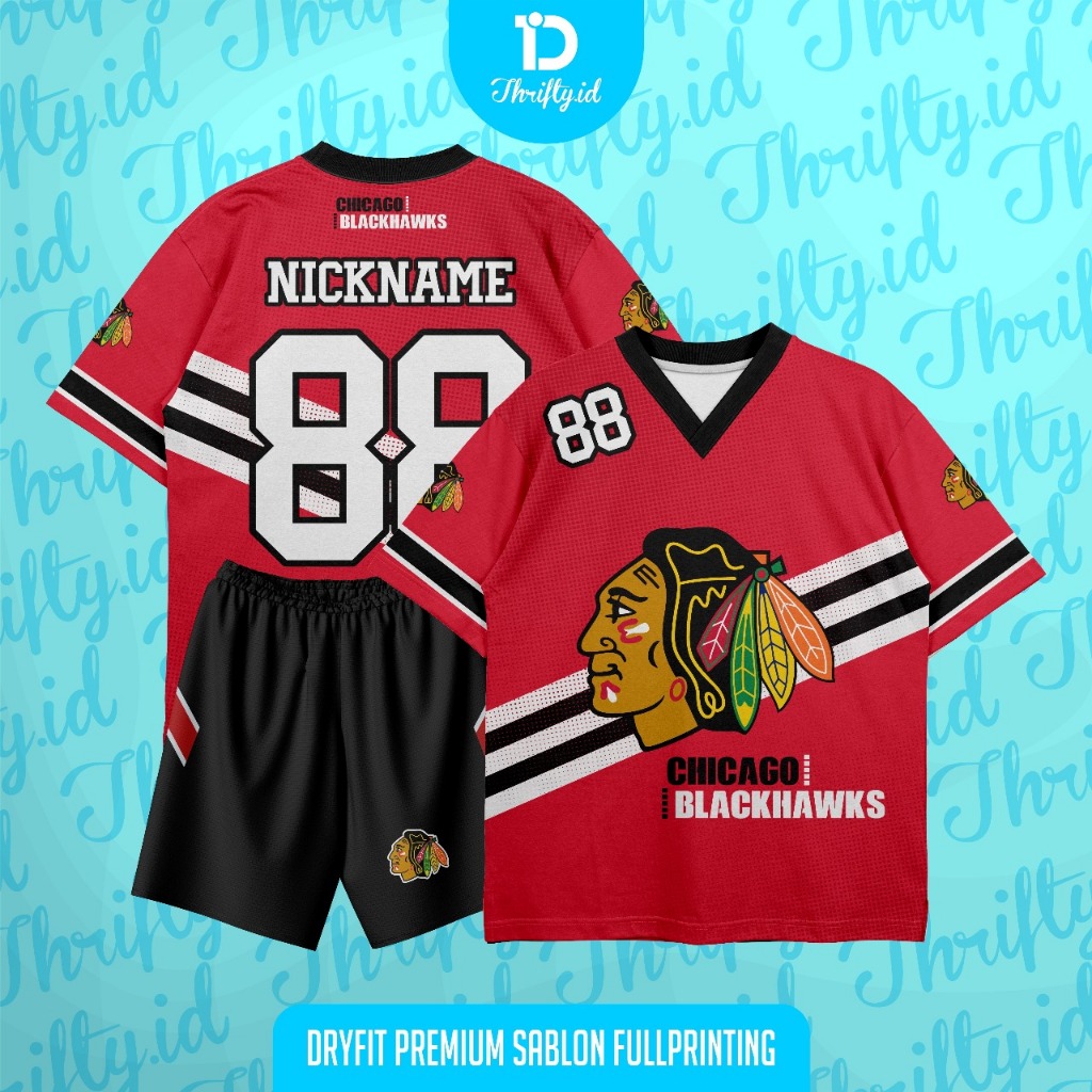 Jersey Baju Wanita/Pria CHICAGO BLACKHAWKS MERAH Edition Pastel Custom Volly, Badminton, Tennis, Fut
