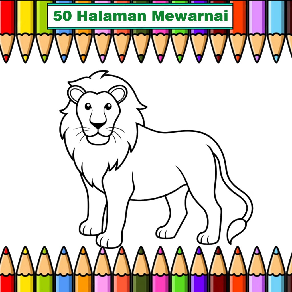 

50 Kertas mewarnai Binatang Buas dll ukuran A5 untuk Anak TK / PAUD / SD Lembar belajar mewarnai