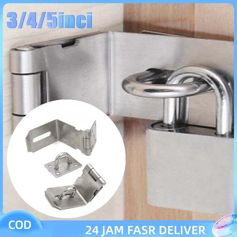 1Set 3/4/5 Inch Overpal Siku Gembok Kecil Stainless Steel Lock Buckle Kunci Pintu Anti Karat Tahan L