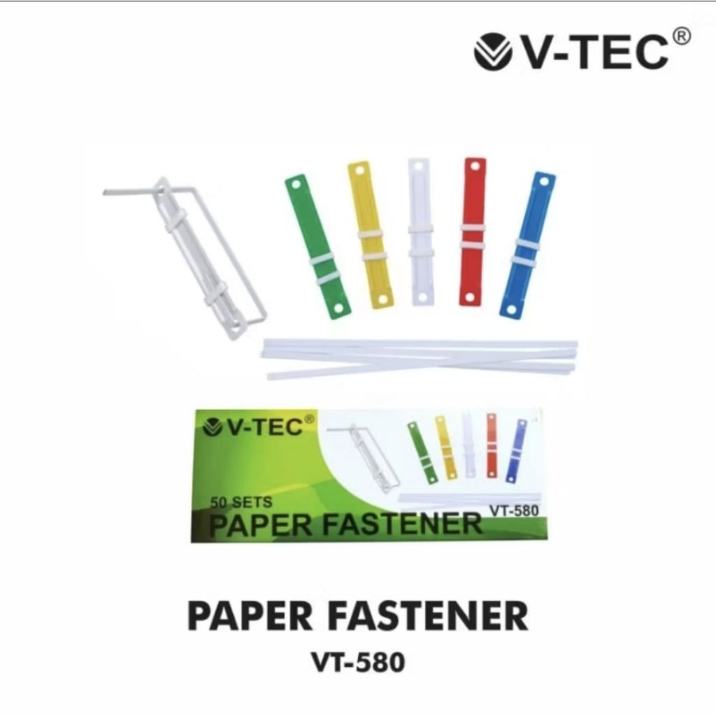 

Paper Fastener V-TEC - Acco - Pengikat Penjepit Kertas VT-580 Warna isi 50 pcs