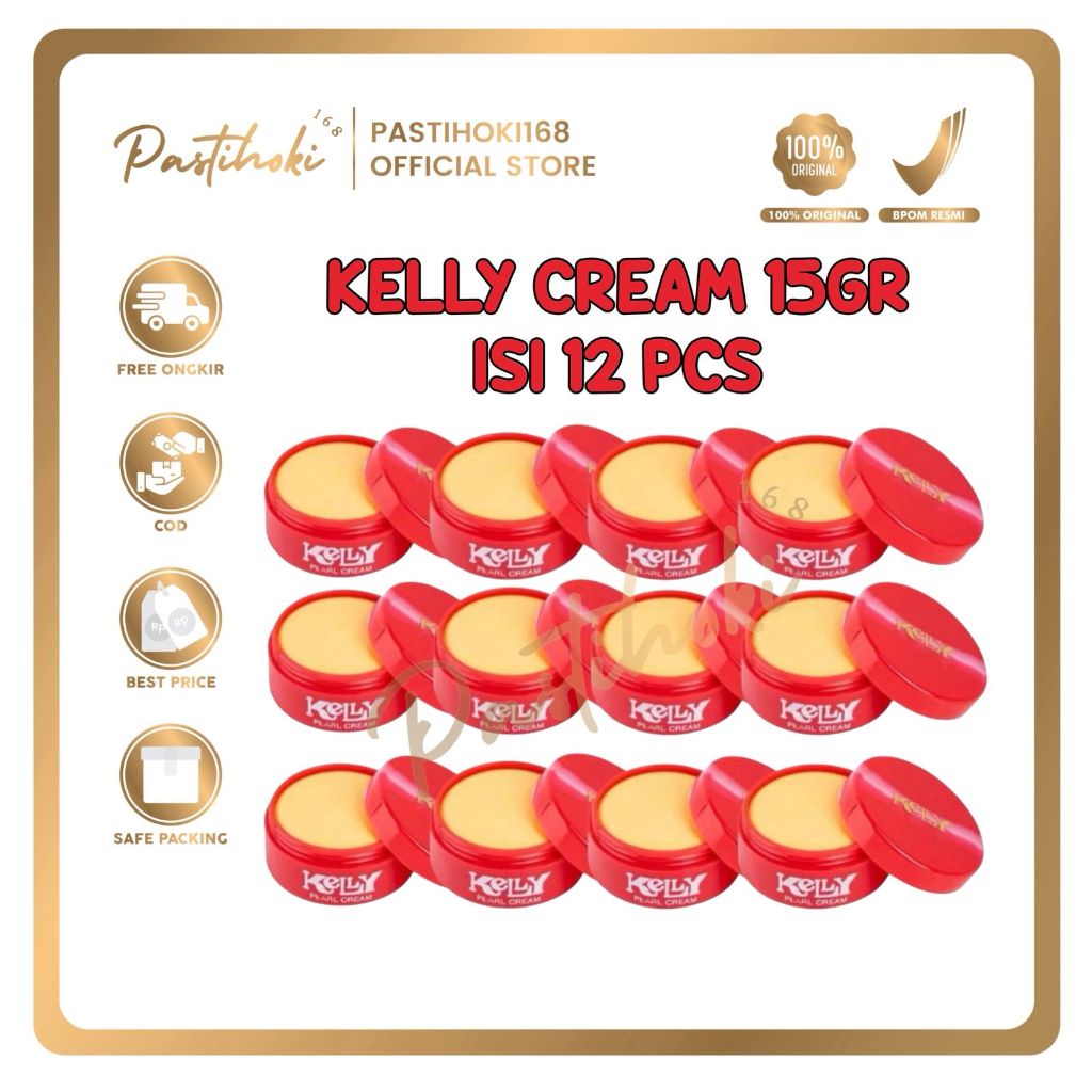 [PAKET ISI 12] GROSIR HEMAT KELLY Pearl Cream 15gr 5gr Foundation Krim Wajah BUNDLE LUSINAN