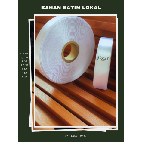 Pita Satin Polos Putih Lokal - Bahan Satin untuk Pakaian dan Aksesoris