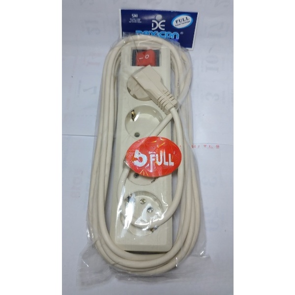 Stop Kontak 5 Meter 4 Lubang Arde Dexicon / Stop Kontak 4 Lubang 5 Meter Colokan Cabang Kabel Olor