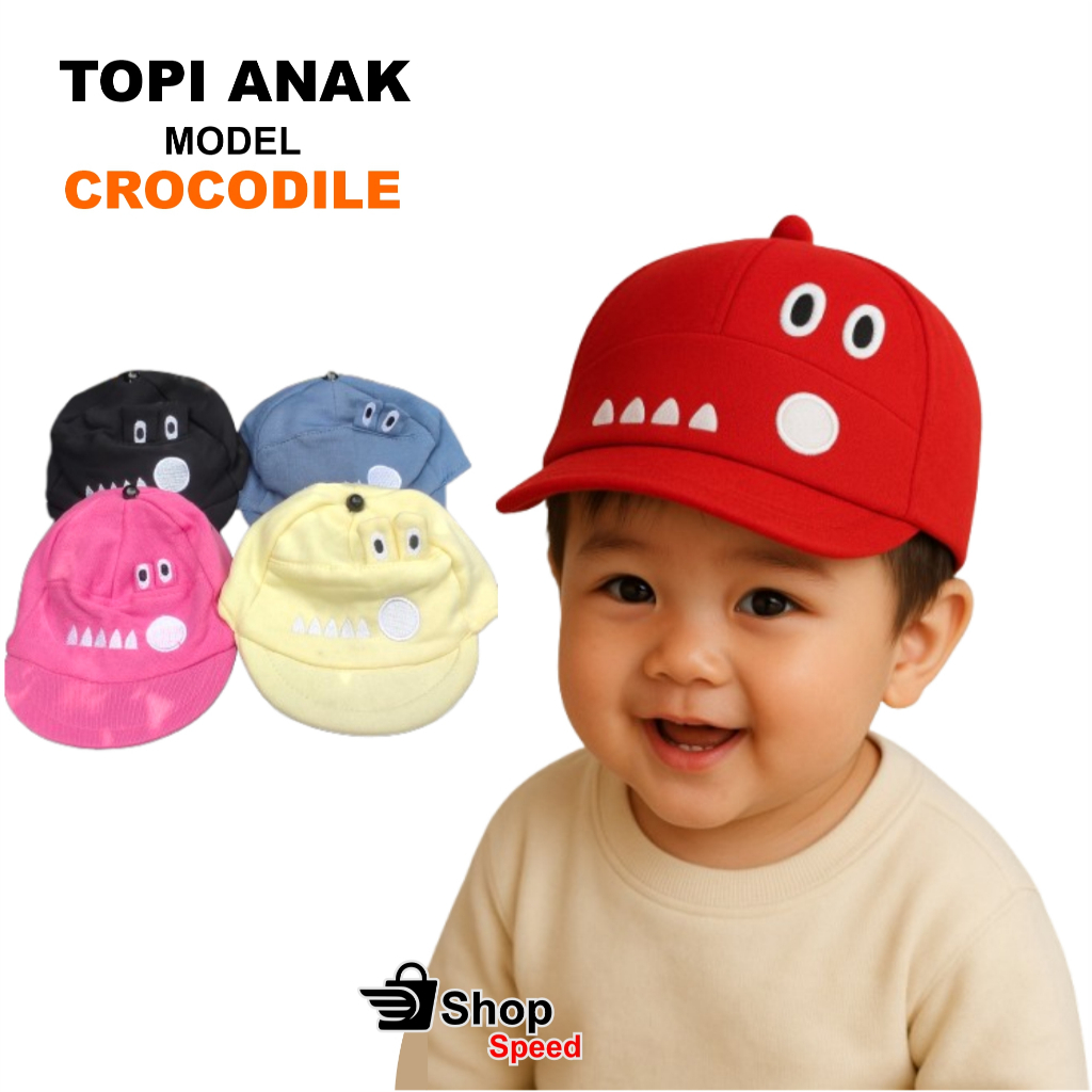 TOPI ANAK BAYI CROCODILE//TOPI ANAK MODEL CROCODILE//TOPI ANAK ANAK//TOPI BAYI KARAKTER CROCODILE