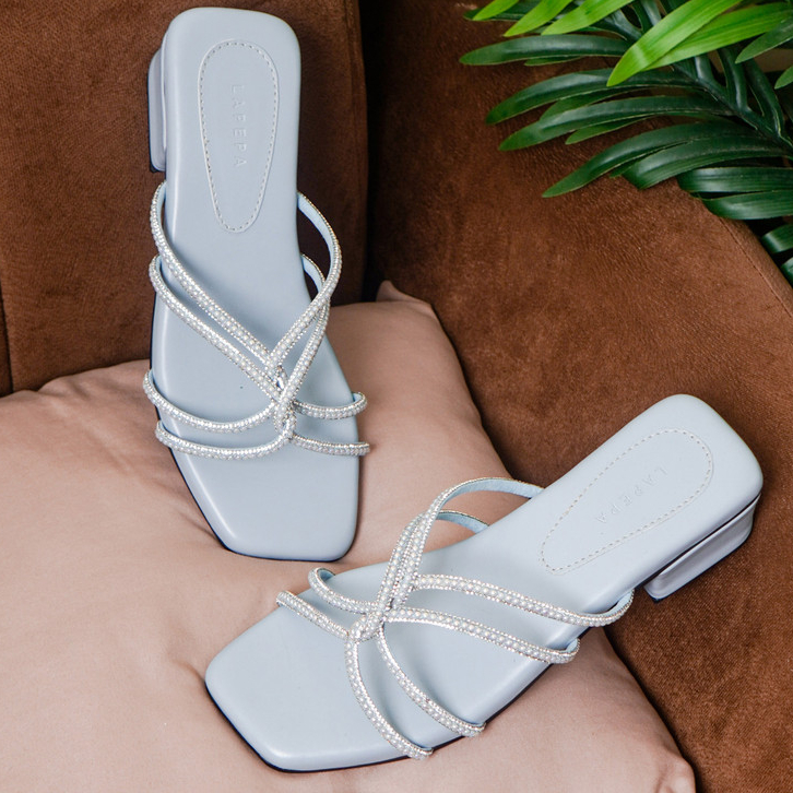 LAPEPA YUK - SAFI Sandal Wanita Slop High Heels Permata Tinggi 4cm Size 36 - 40 Sendal Selop Manik P