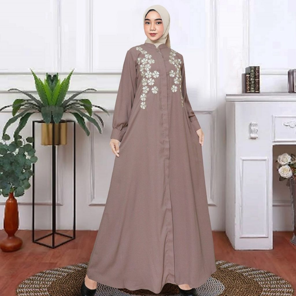 Gamis Wanita/Muslimah/Seragam/Bordir Coklat Susu