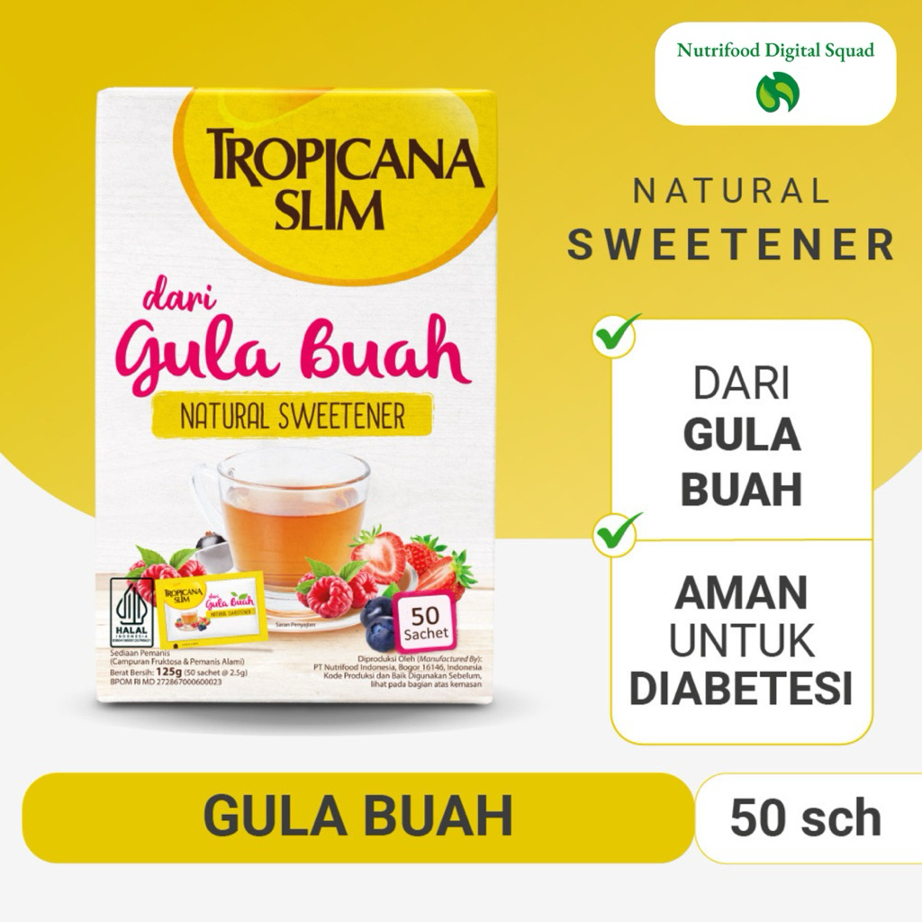 

Tropicana Slim Gula Buah 50 Sch - Alami untuk Batasi Gula