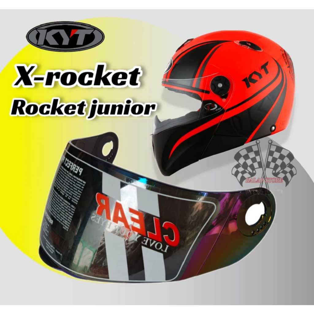 kaca visor helm kyt x rocket, kaca helm kyt rocket junior silver pelangi