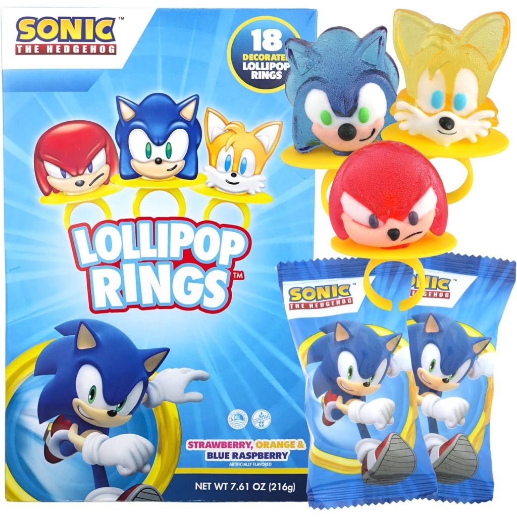 

Imaginings 3 Sonic the Hedgehog Individually Wrapped Lollipop Rings, Knuckles and Tails Decorated