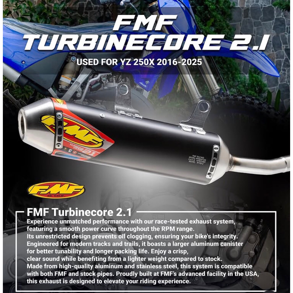 knalpot fmf turbinecore 2.1 for yz 250x 2016-2025