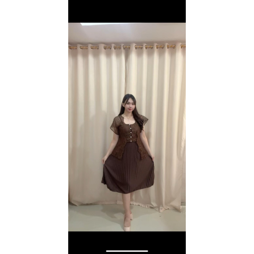 DRESS ANITA /DRESS OUTER WANITA/DRESS KEKINIAN WANITA/DRESS KONDANGAN/DRESS PESTA NATAL/OUTER KEBAYA