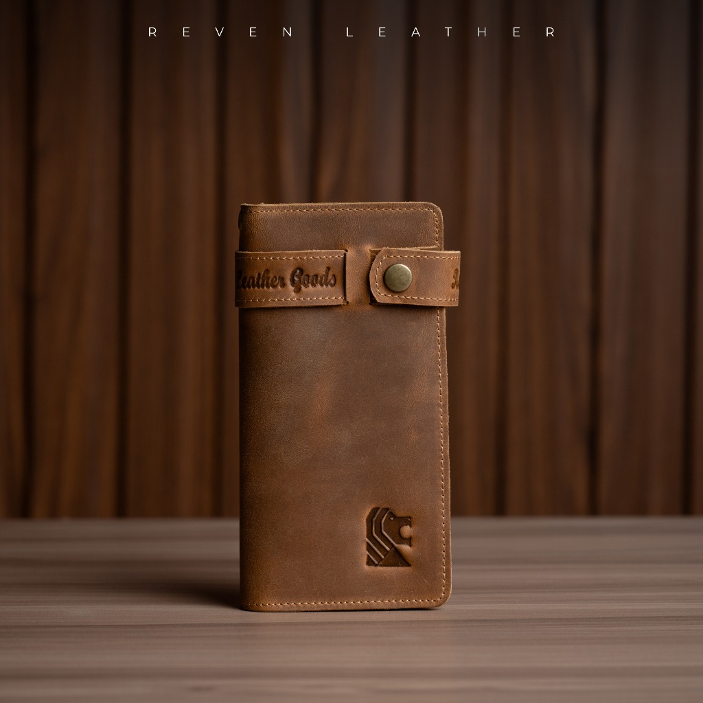 Dompet panjang pria kulit sapi asli crazy horse Reven vintage wallet