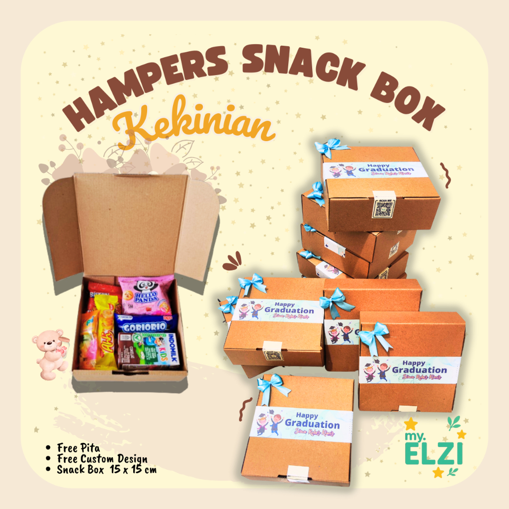 

{GRATIS Custom} Hampers Snack Box 15x15 Premium, Bingkisan Ulang Tahun, Aqiqah, Imlek dan Natal